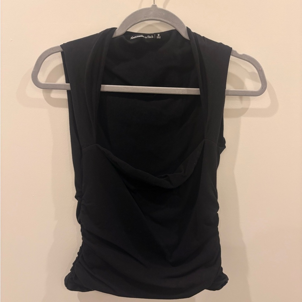 Abercrombie & Fitch Black Asymmetrical Fitted Tank Top